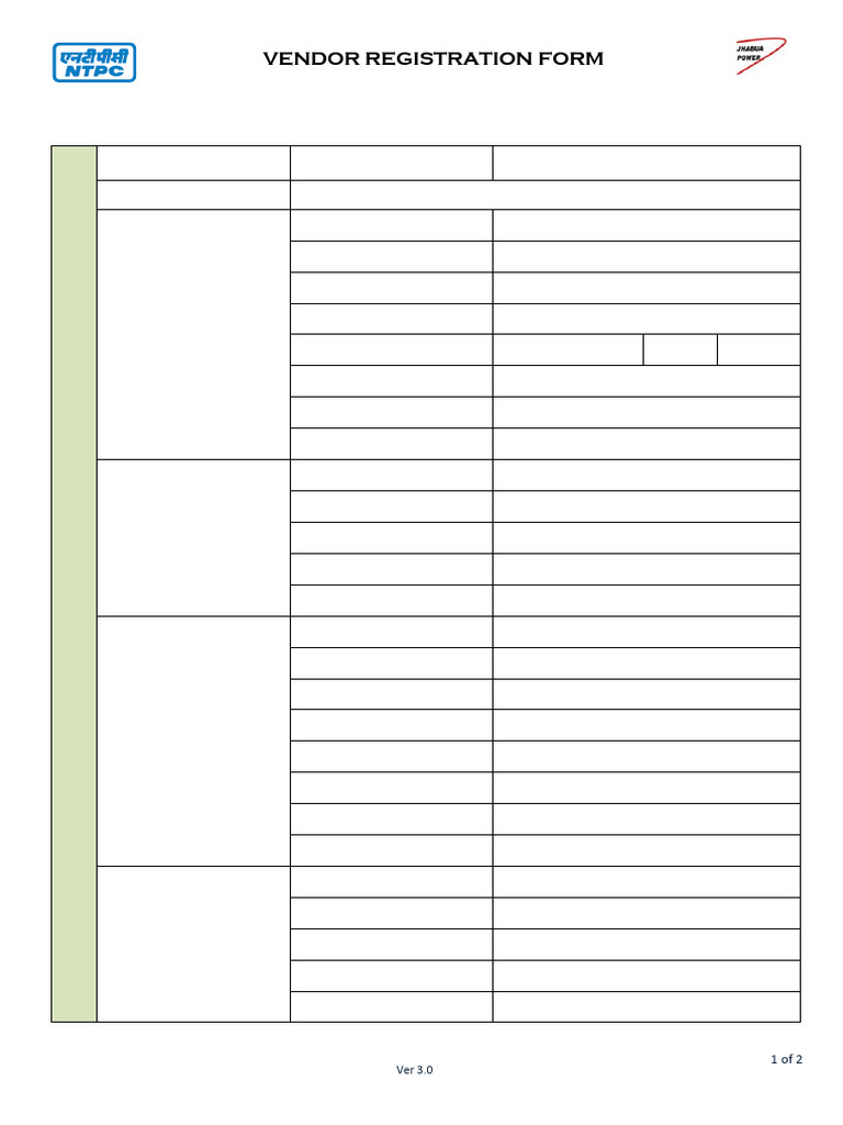 Vendor Registration Form Template | PDF | Government Finances | Taxes