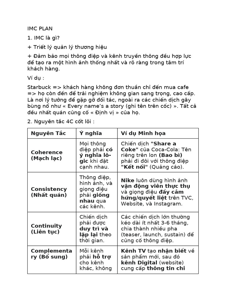 Imc Plan | PDF