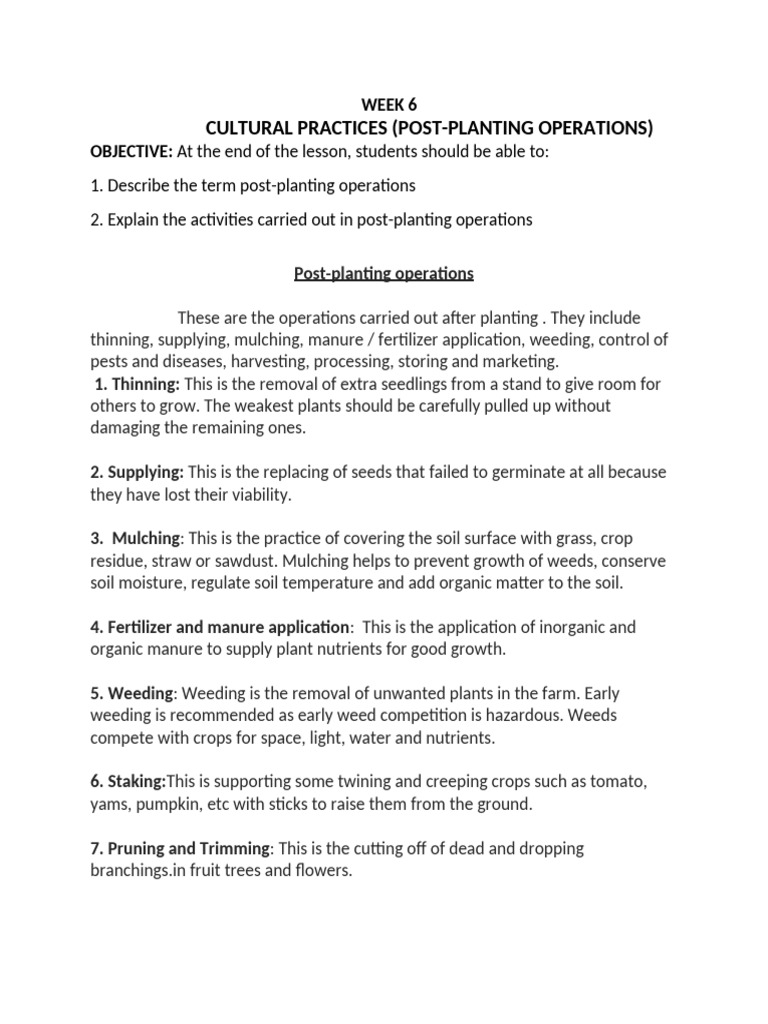Post-Planting Operations in Agriculture | PDF