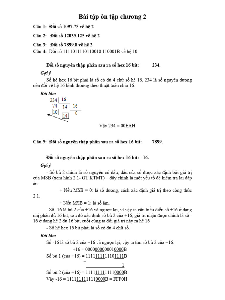 Bài Tập Chương 2 KTMT | PDF