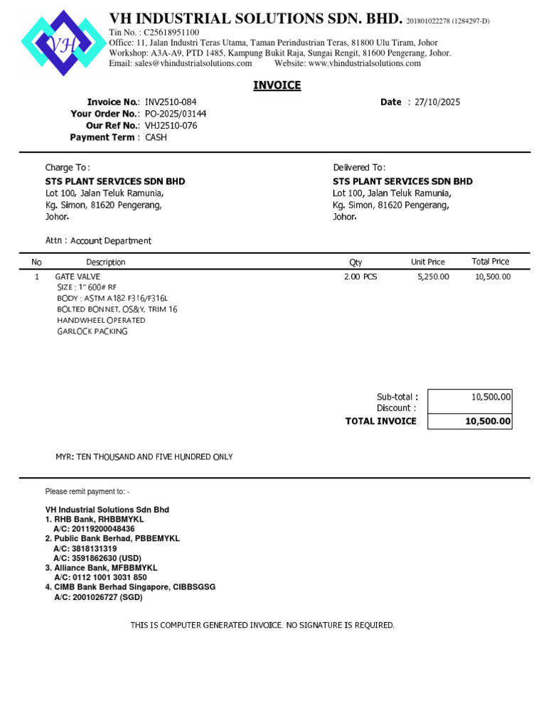 Inv2510-084 - Sts Plant | PDF