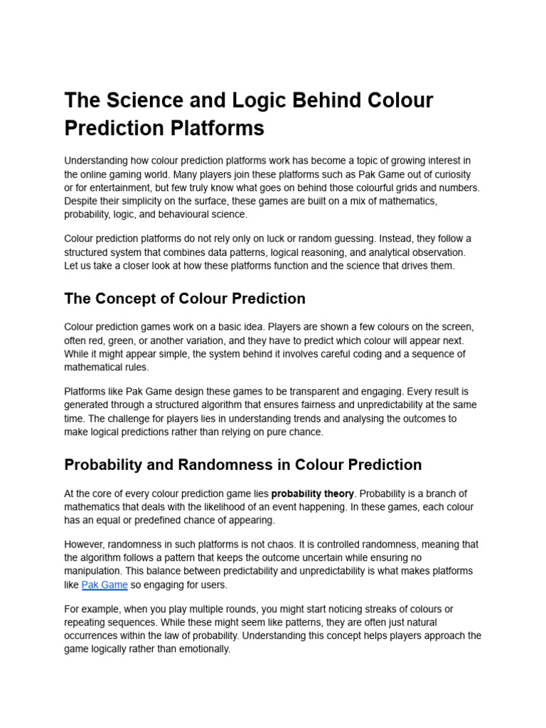 Understanding Colour Prediction Logic | PDF | Randomness | Prediction