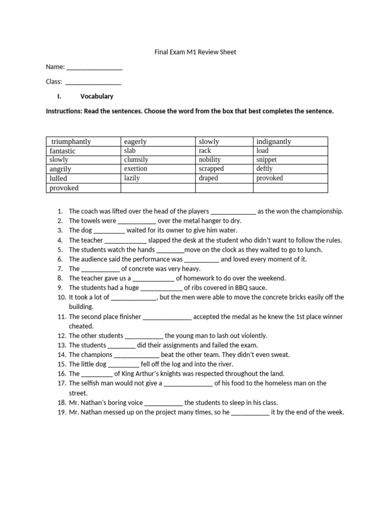 Final Exam Review Sheet for Students | PDF | Linguistics | Language ...