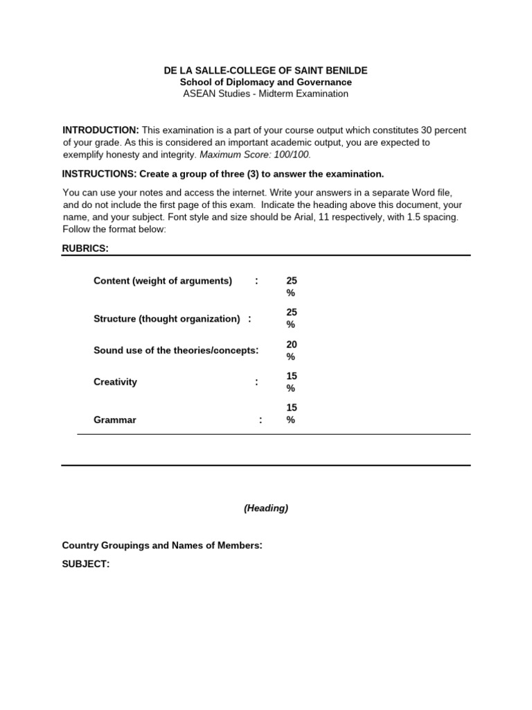 Midterms - ASEAN ST Thursday | PDF | Policy | Human Communication