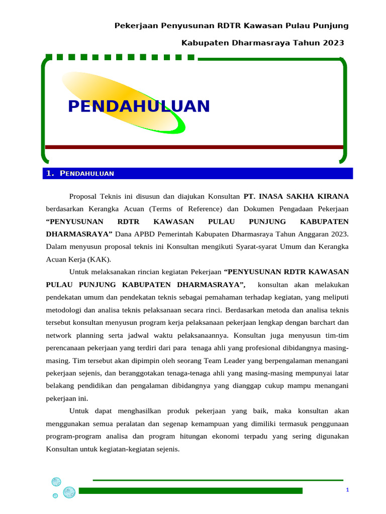 Usulan Teknis-Rdtr Pulau Punjung-Final Editing Terbaru | PDF