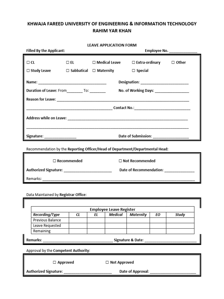 Leave Application Form Template | PDF