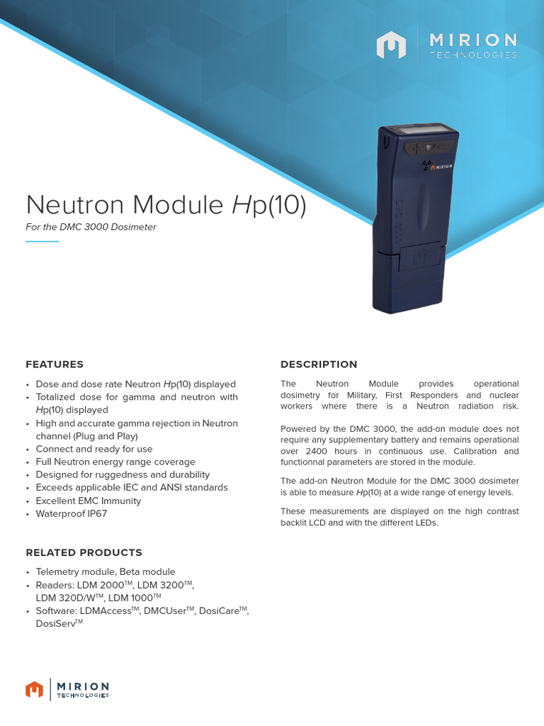 DMC 3000 + Neutron Module - Spec Sheet - SPC-130-EN-C | PDF | Dosimetry ...