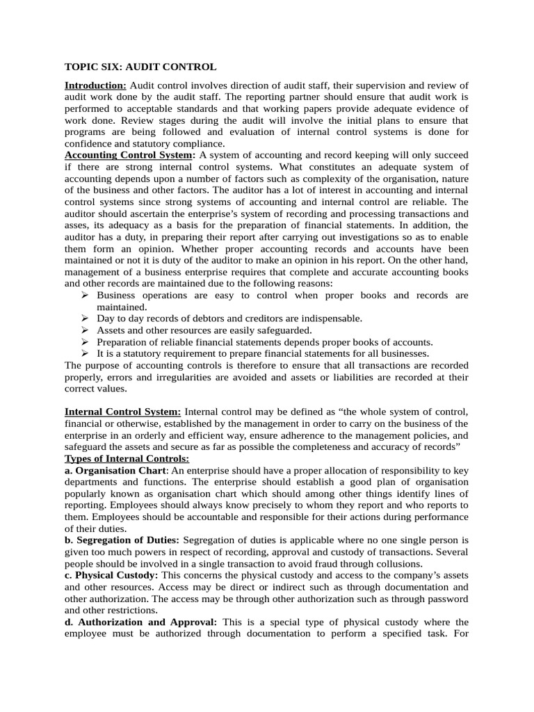 Effective Audit Control Systems Explained | PDF | Audit | Internal Control