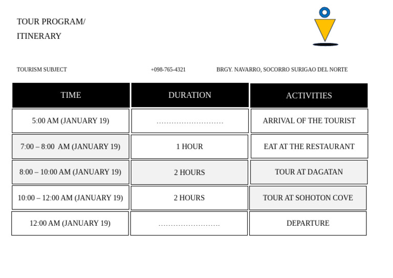 Tour Program Itinerary Overview | PDF