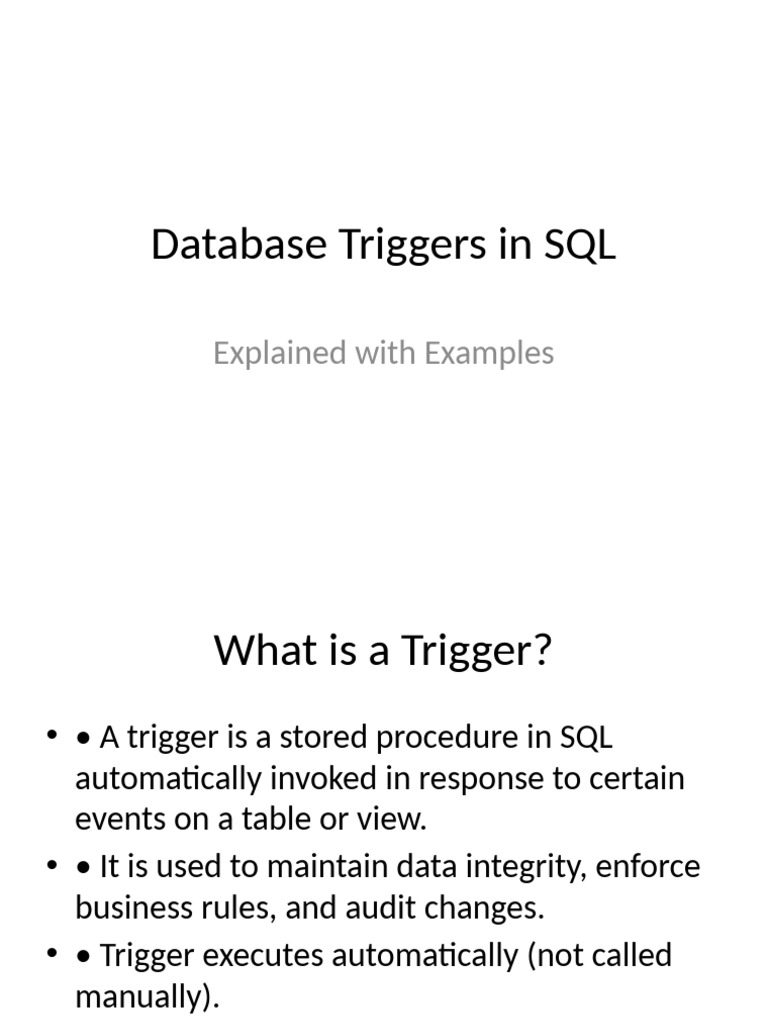 SQL Database Triggers Explained | PDF