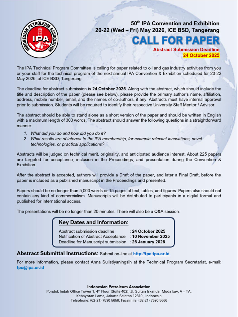 IPA 2026 Call for Papers Deadline | PDF