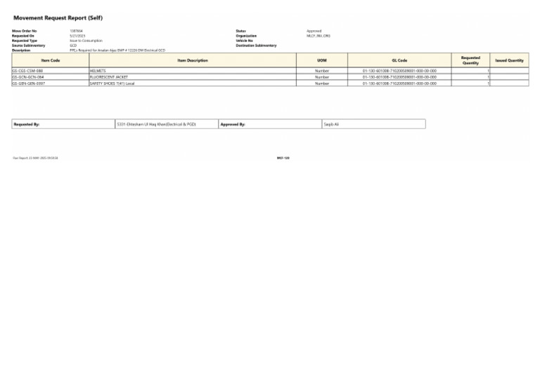 Movement Request Report | PDF
