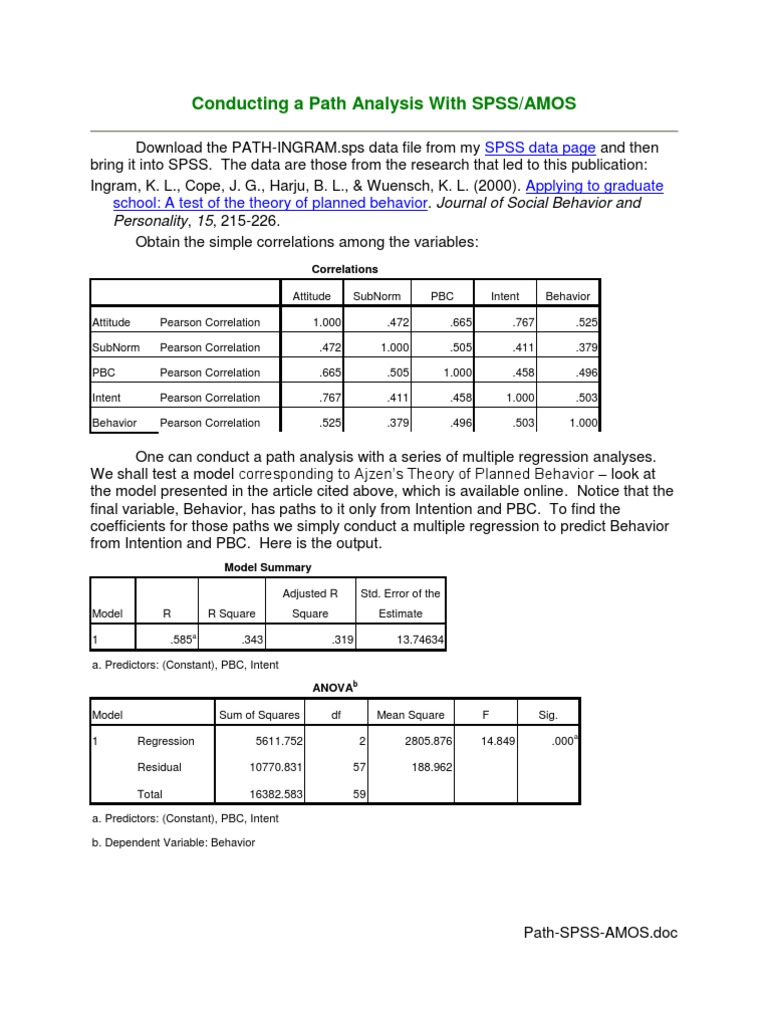 Path Spss Amos | PDF | Ordinary Least Squares | Errors And Residuals