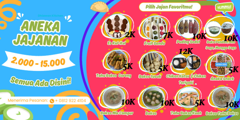 Kuning Dan Hijau Illustratif Modern Spanduk Promo Makanan Aneka Jajanan ...