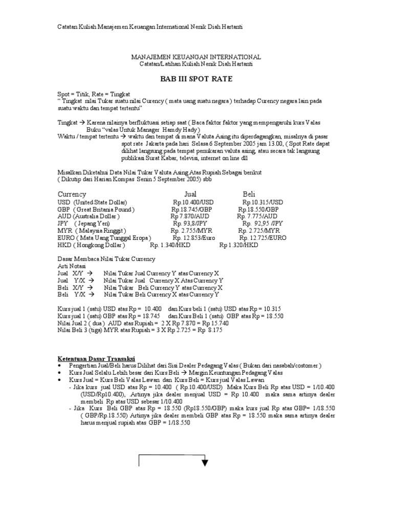 Spot Rate dan Transaksi Valuta Asing | PDF