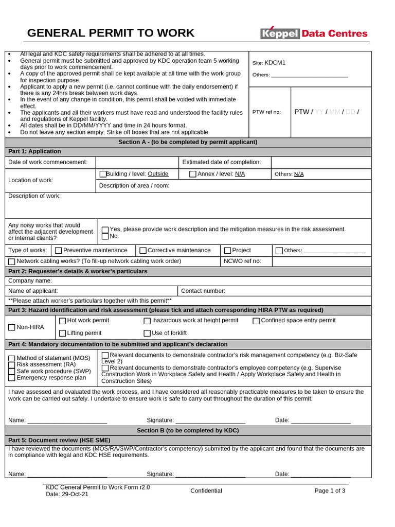 GOP - HSE - Form - General Permit 2021 - r2.0 | PDF | Occupational ...