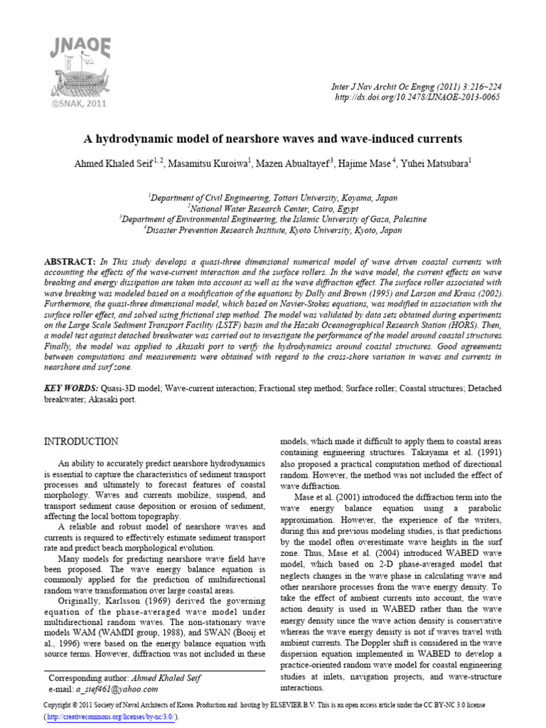 A Hydrodynamic Model of Nearshore Waves and Wave-Induced Currents | PDF ...