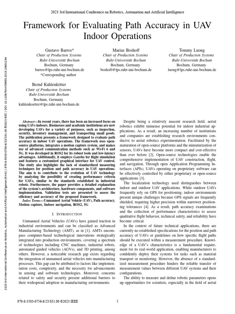 Framework For Evaluating Path Accuracy in UAV Indoor Operations | PDF ...