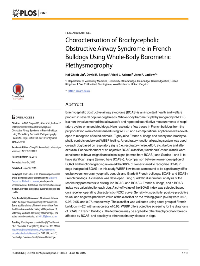 BOAS in French Bulldogs: WBBP Analysis | PDF | Breathing