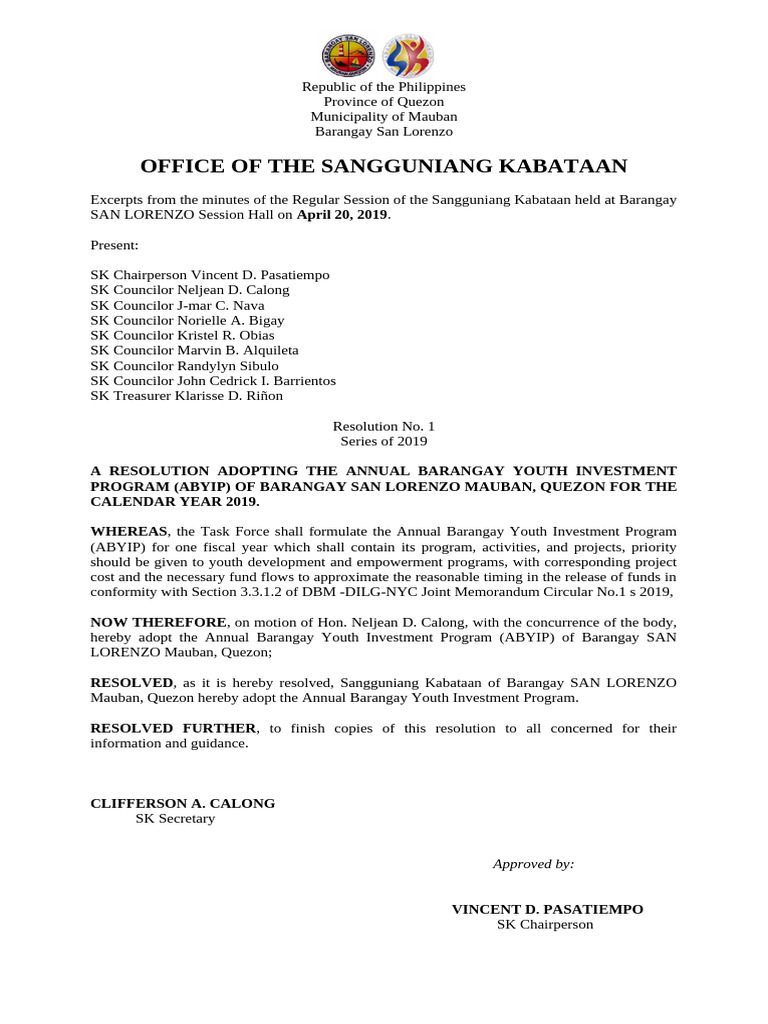 Resolution No 1 S 2019 | PDF