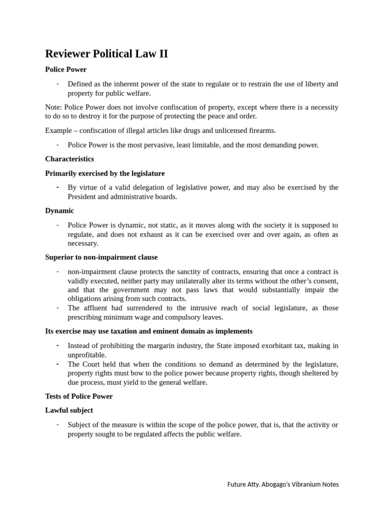 Understanding Police Power in Law | PDF | Eminent Domain | Taxes