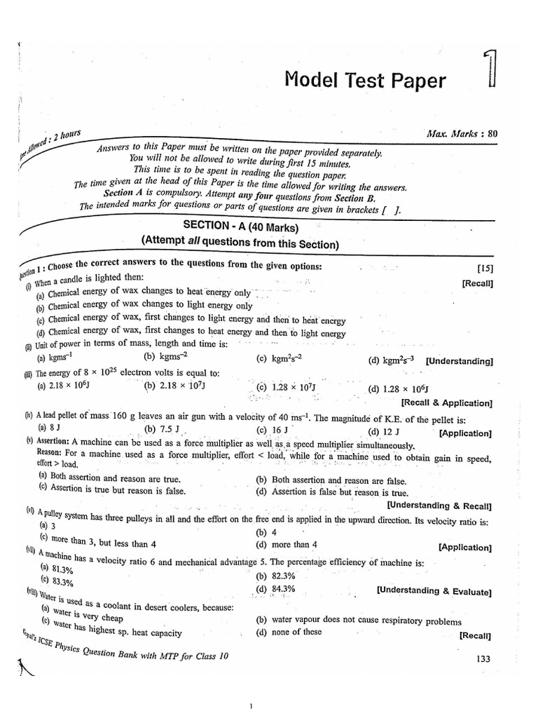 Goyal Physics Sample Paper 1 | PDF
