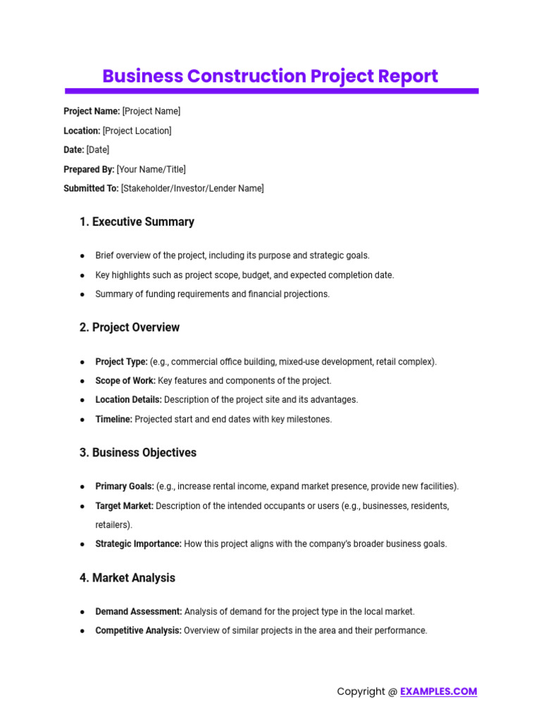 Business Construction Project Report | PDF | Return On Investment ...