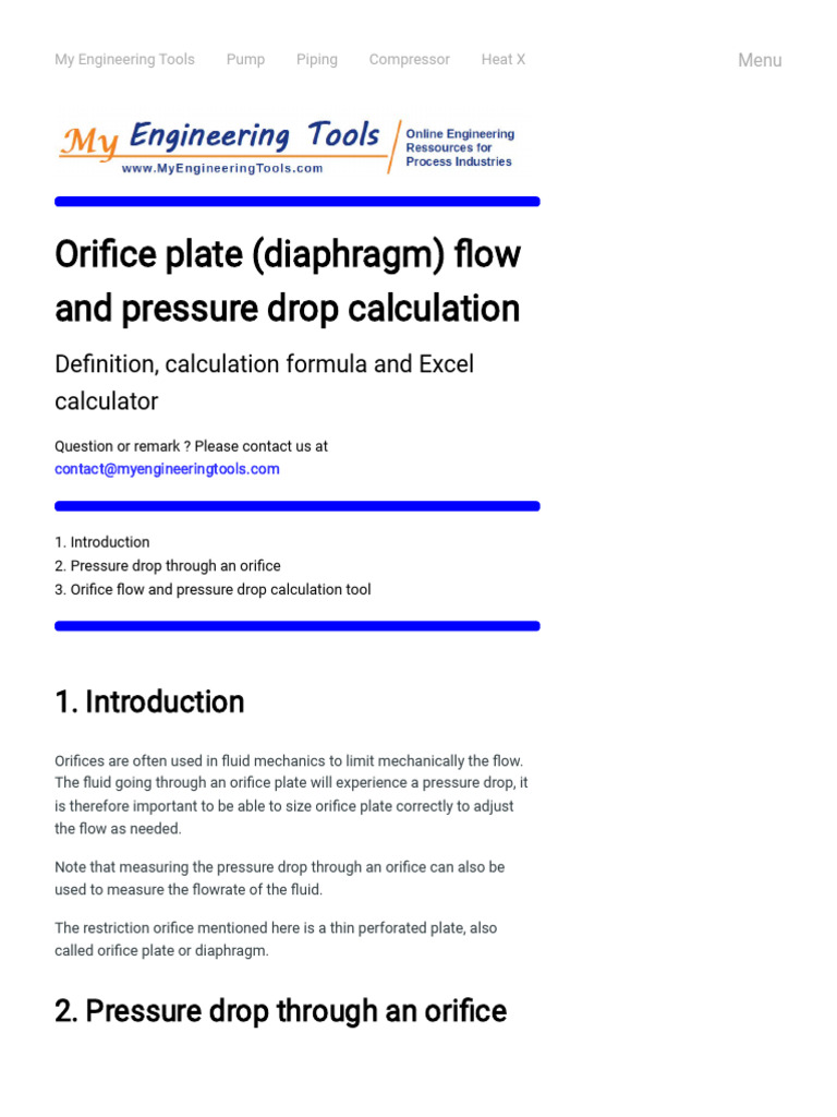Orifice Plate Flow Calculation Guide | PDF | Chemical Engineering ...