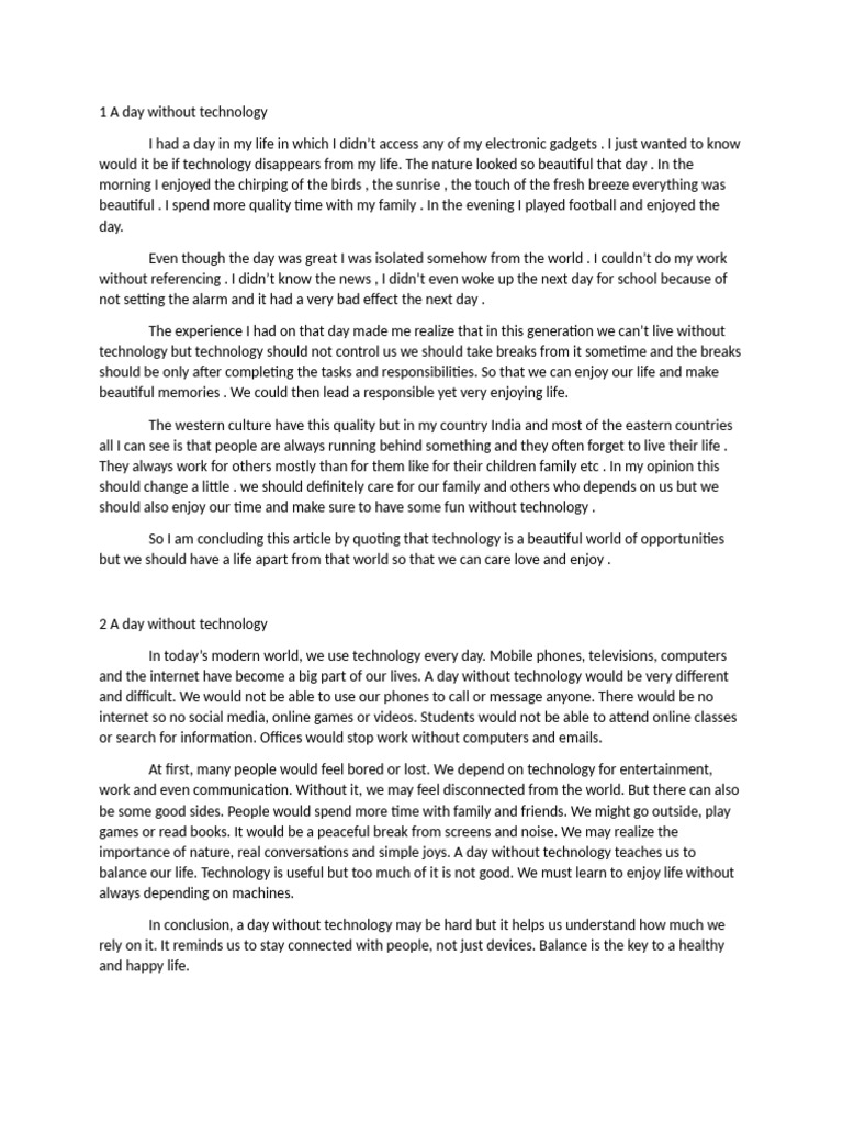 Life Lessons from a Day Without Tech | PDF | Internet