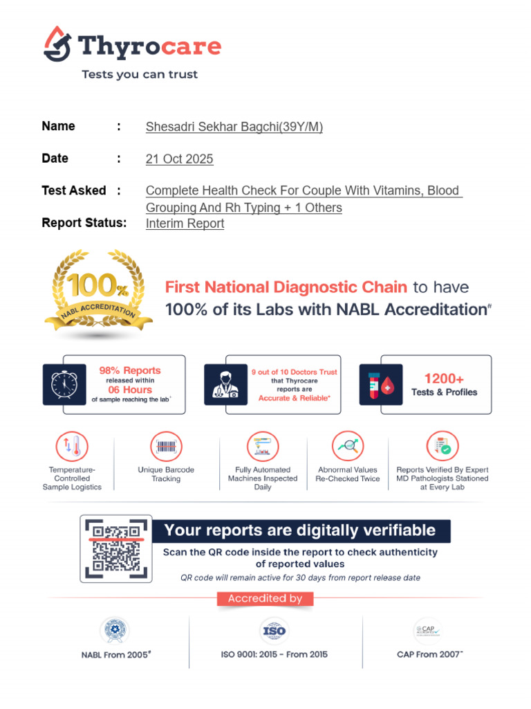 Complete Health Check Report for Couple | PDF | Creatinine | Medical ...