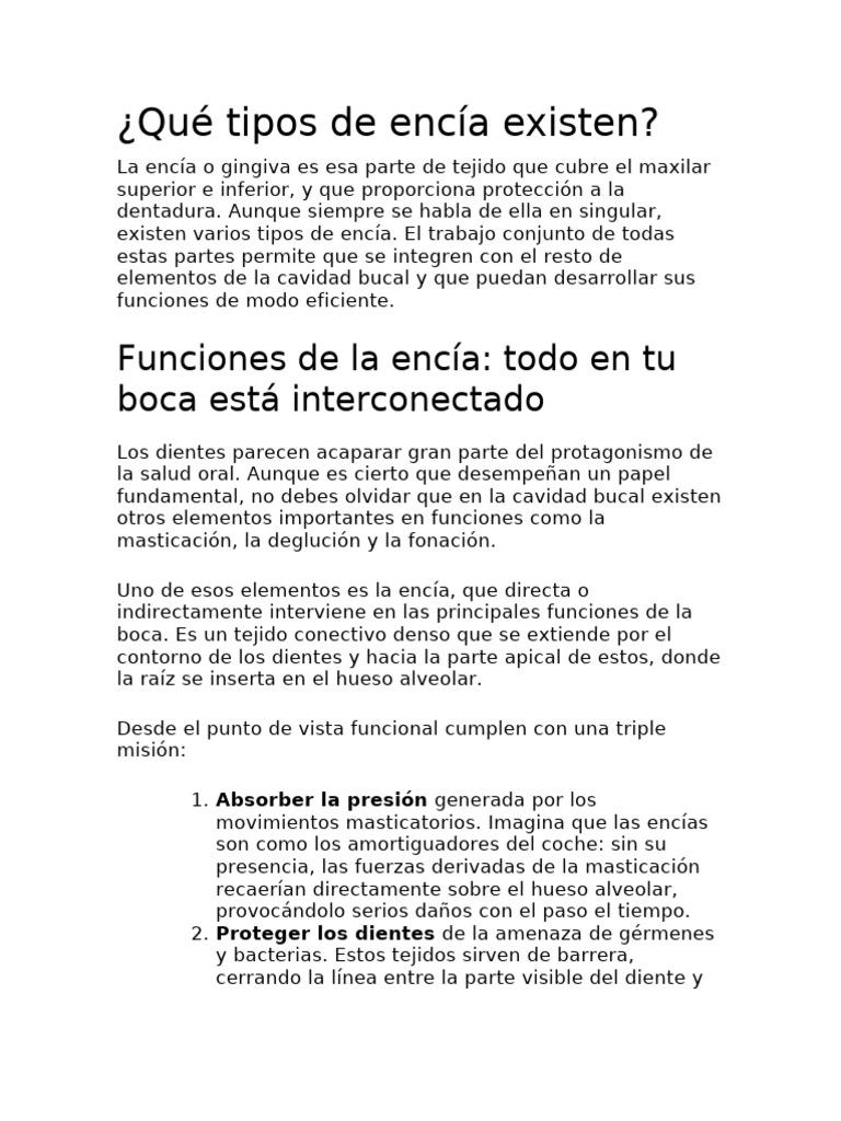 Tipos de encía: características y funciones | PDF | Boca