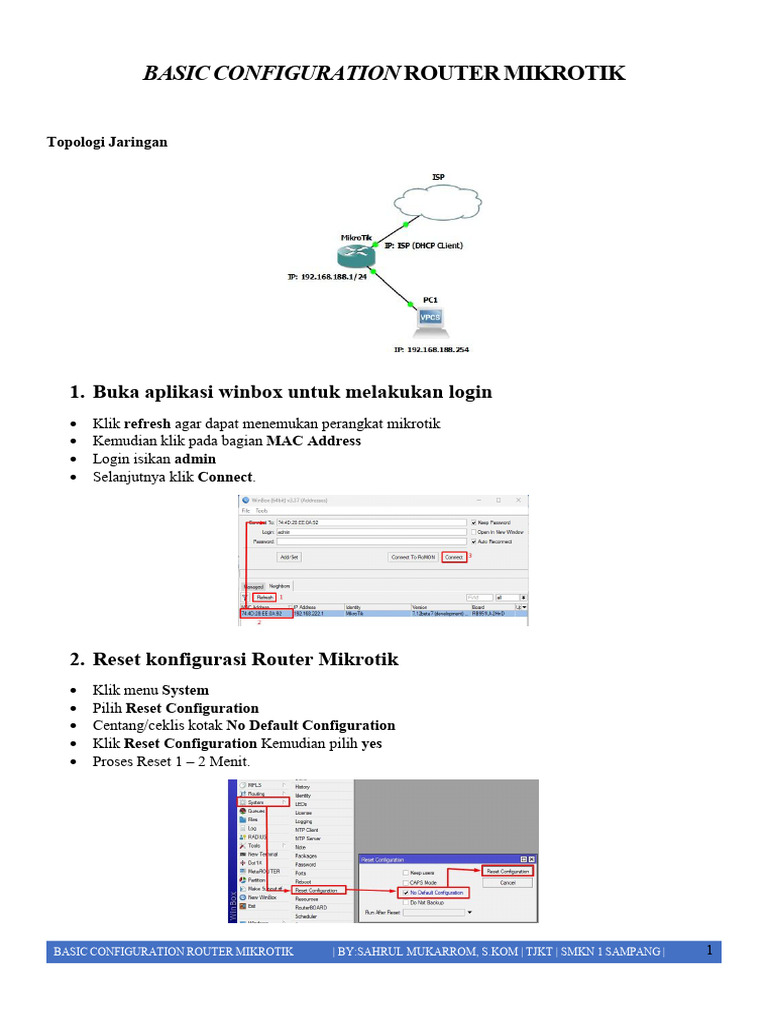 Konfigurasi Dasar Router Mikrotik | PDF