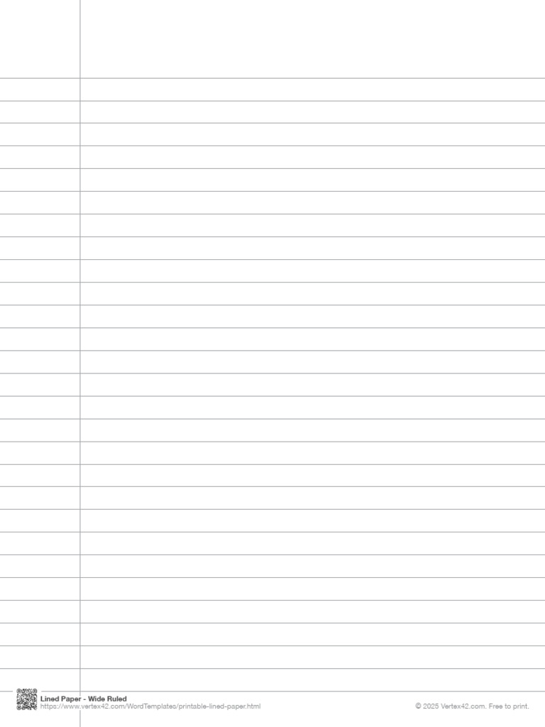 Borderless Lined Paper Wide Ruled Black | PDF
