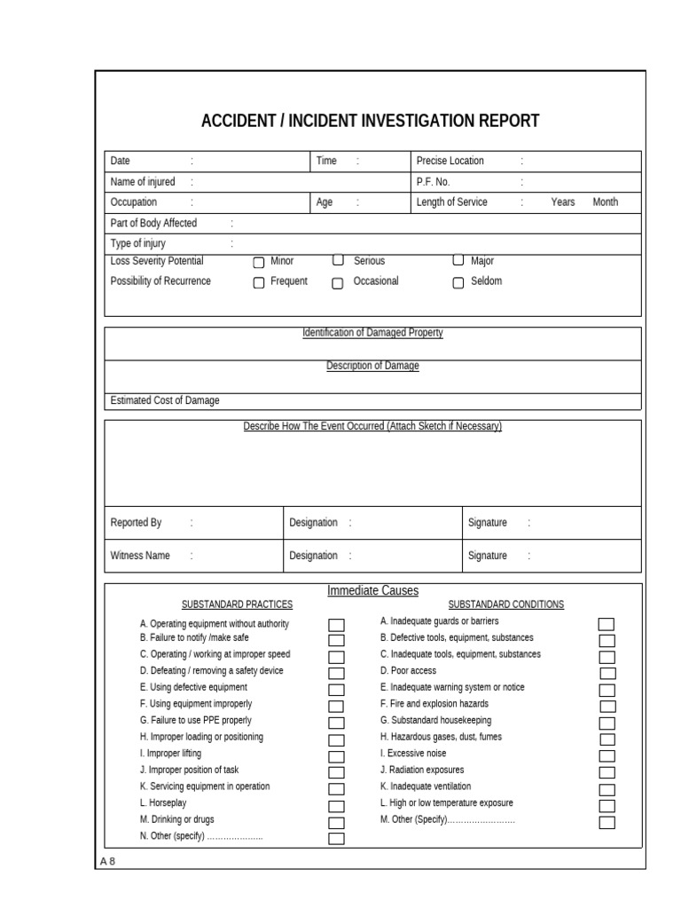Accident Incident Investigation Report | PDF | Personal Protective ...