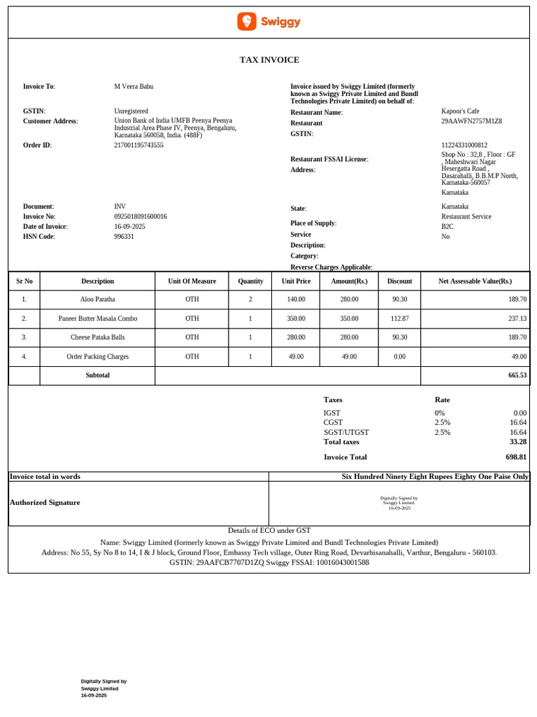Taco 0925018091600016 | PDF | Invoice | Taxes