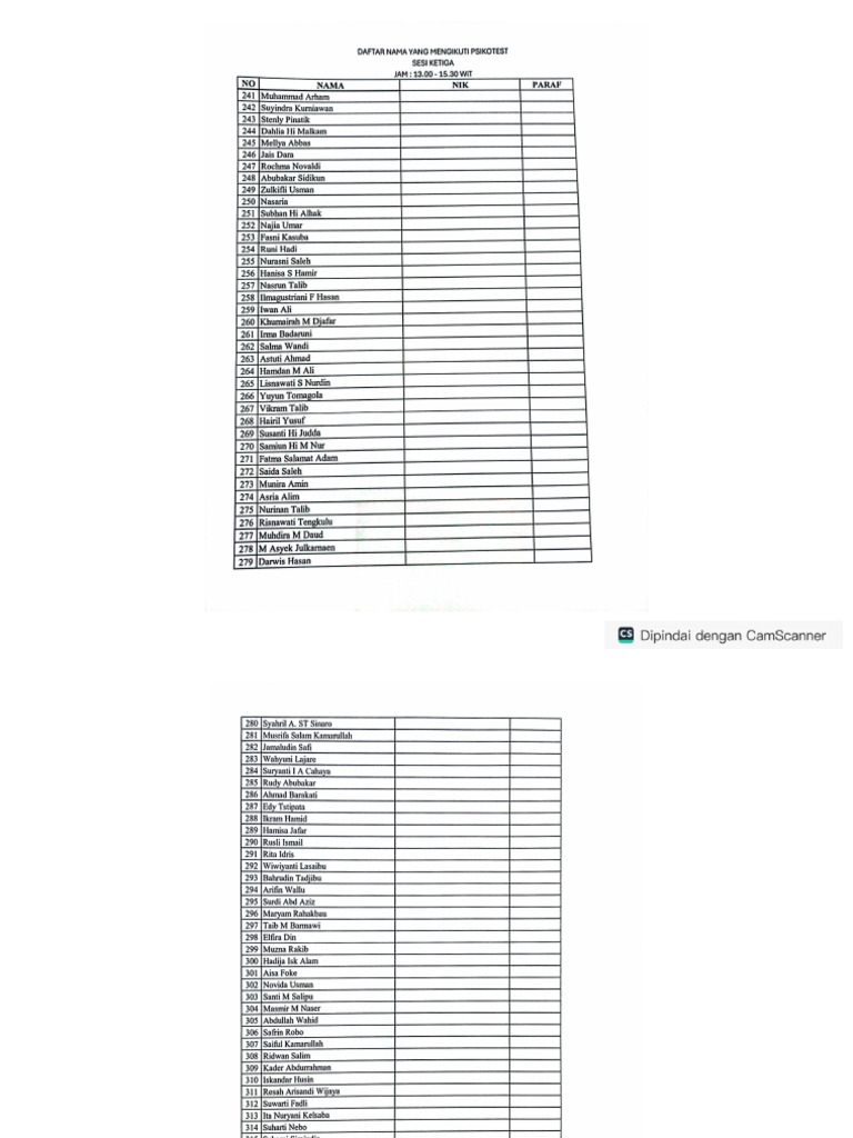 Jadwal Test Psiko Sesi Ketiga | PDF