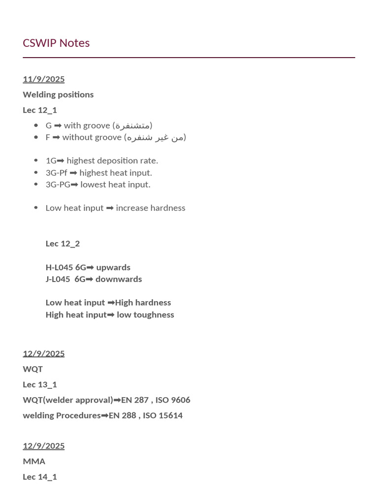 Cswip Notes | PDF