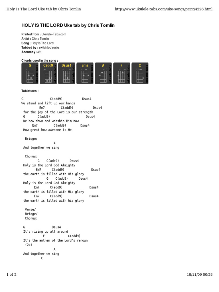 Holy Is The Lord Uke Tab Guide | PDF