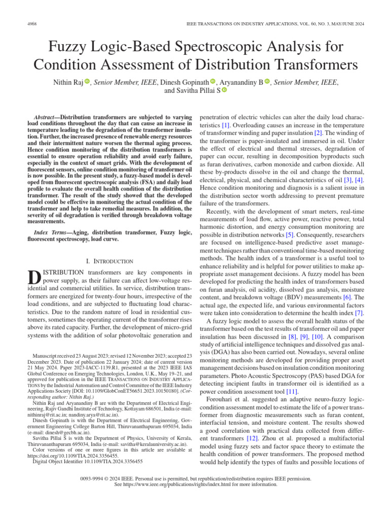 Fuzzy Logic for Transformer Health Assessment | PDF | Raman ...