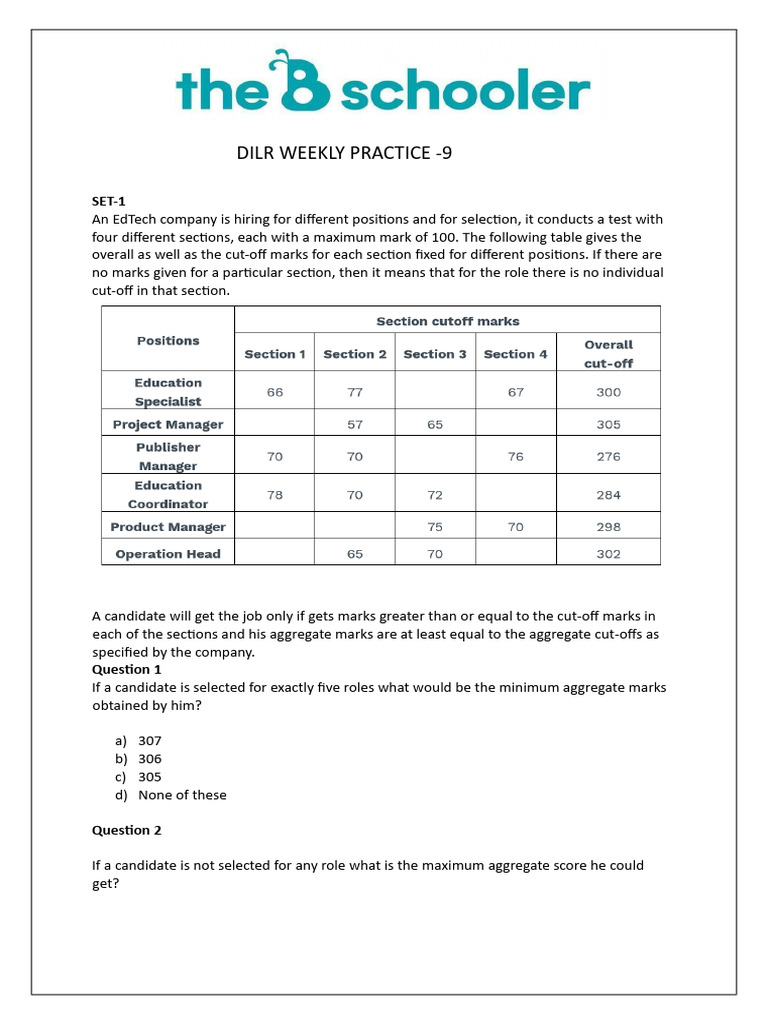 Dilr Weekly Practice - 9 | PDF | Bus