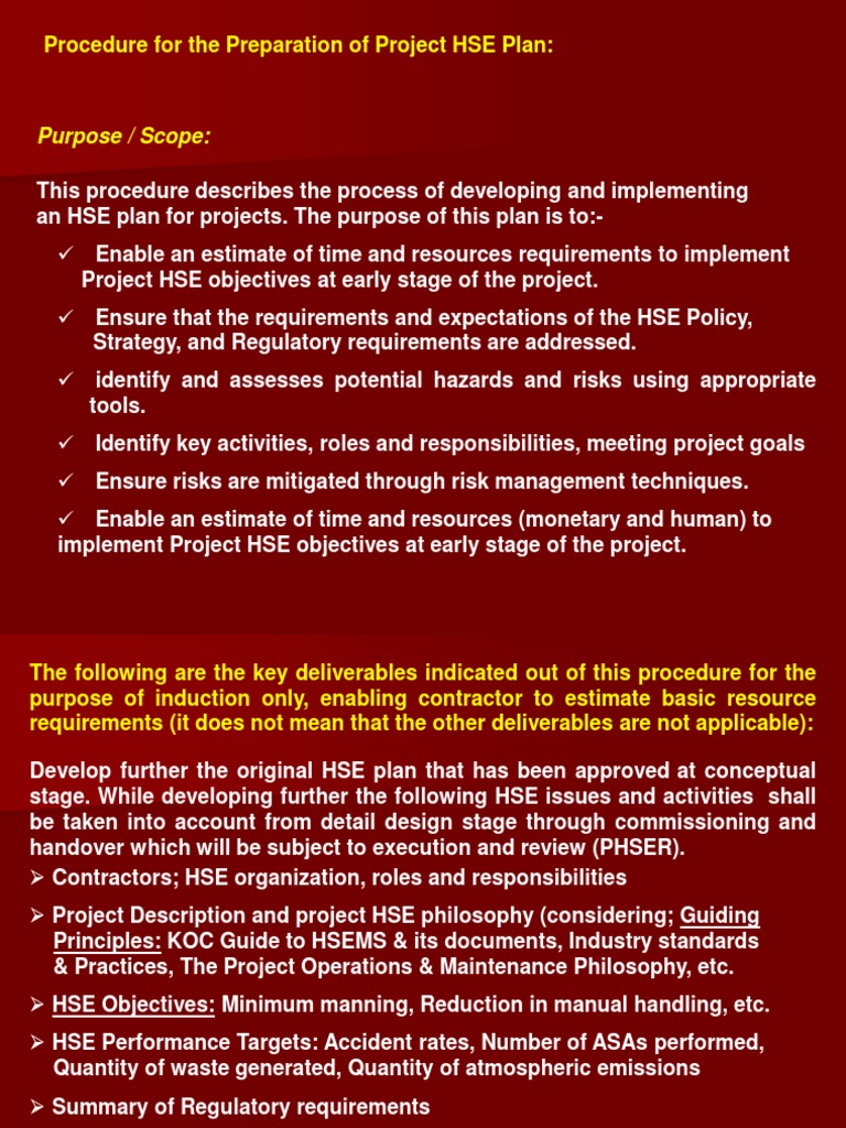 Project HSE Plan Development Procedure | PDF | Risk Management | Risk