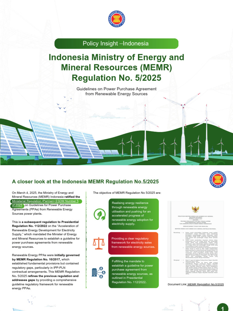 Indonesia MEMR Regulation on RE PPAs 2025 | PDF | Electrical Grid ...