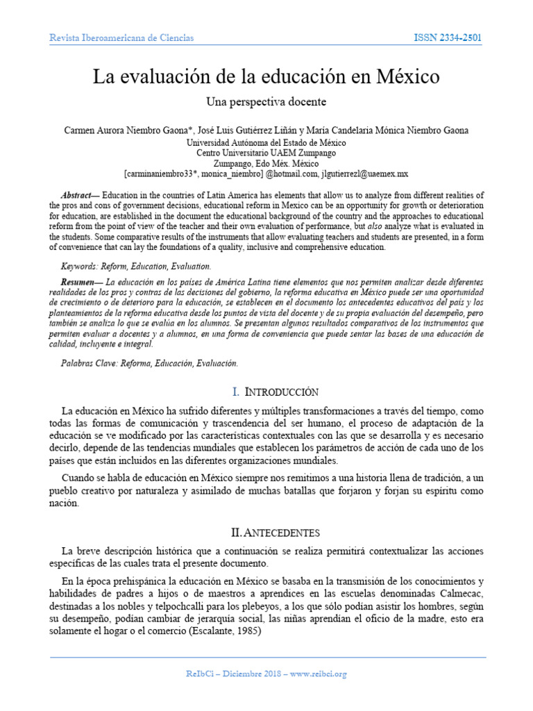 Evaluación de la Educación en México | PDF | Enseñando | Maestros