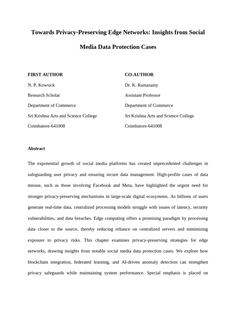 Privacy-Preserving Edge Networks in Social Media | PDF | Privacy ...