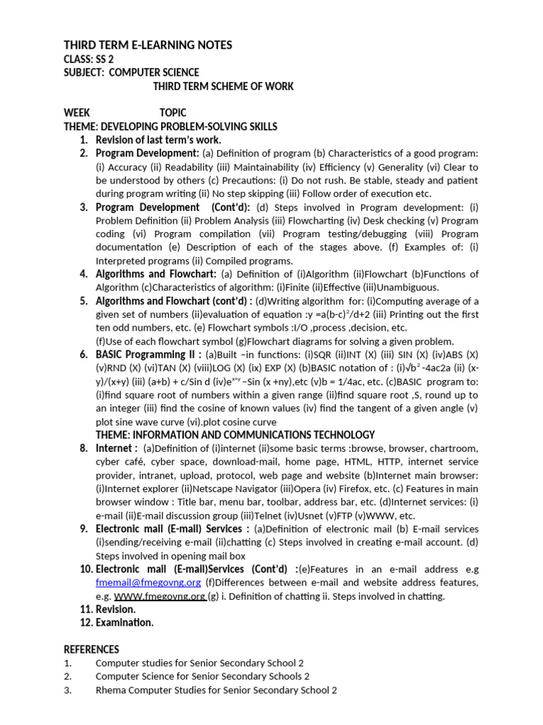 SS2 Computer Science E-Learning Notes | PDF | Programming | Computer ...