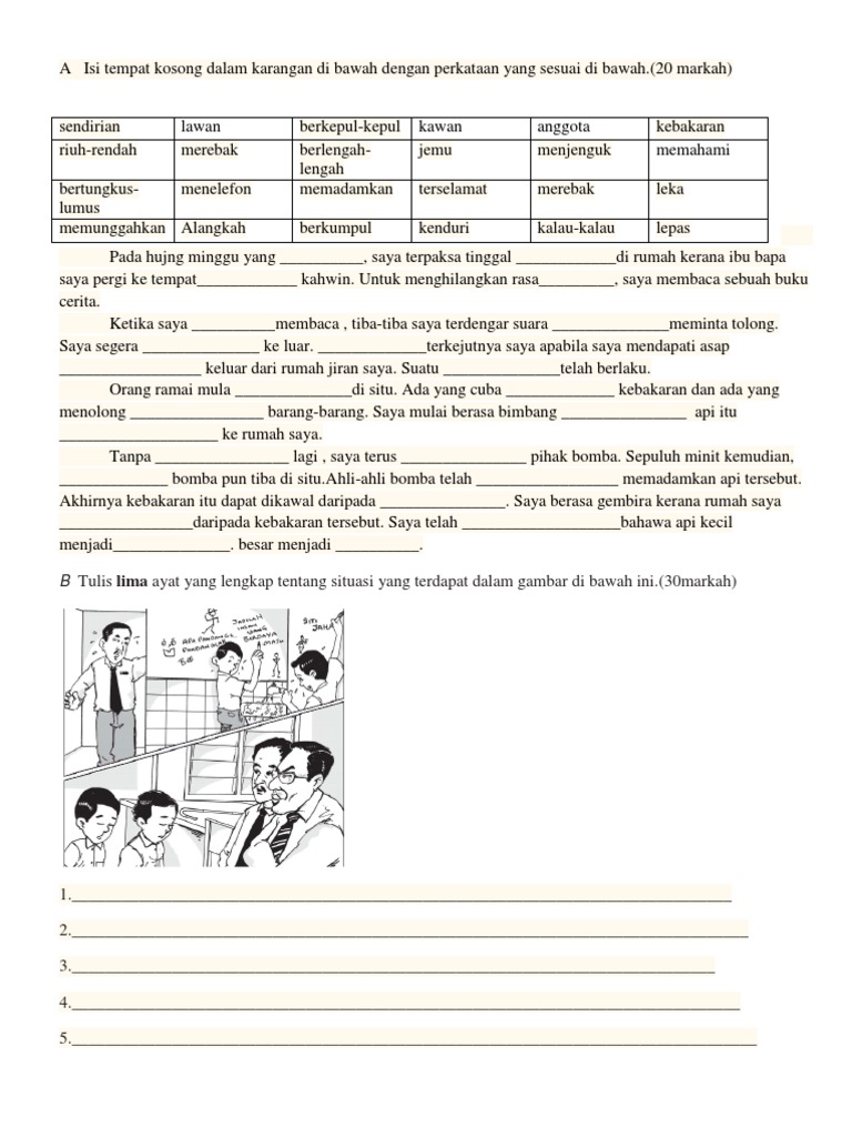 A Isi Tempat Kosong Dalam Karangan Di Bawah Dengan 