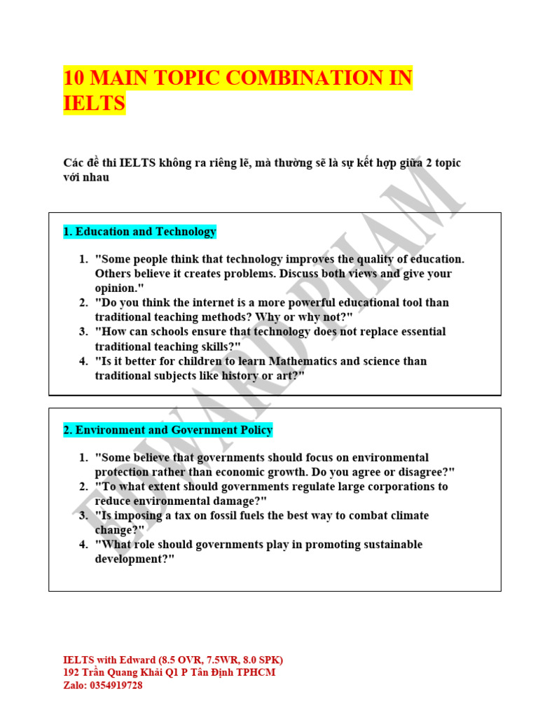 10 Main Topic Combination Full Ideas + Detailed Instruction (Part 1 - 4 ...
