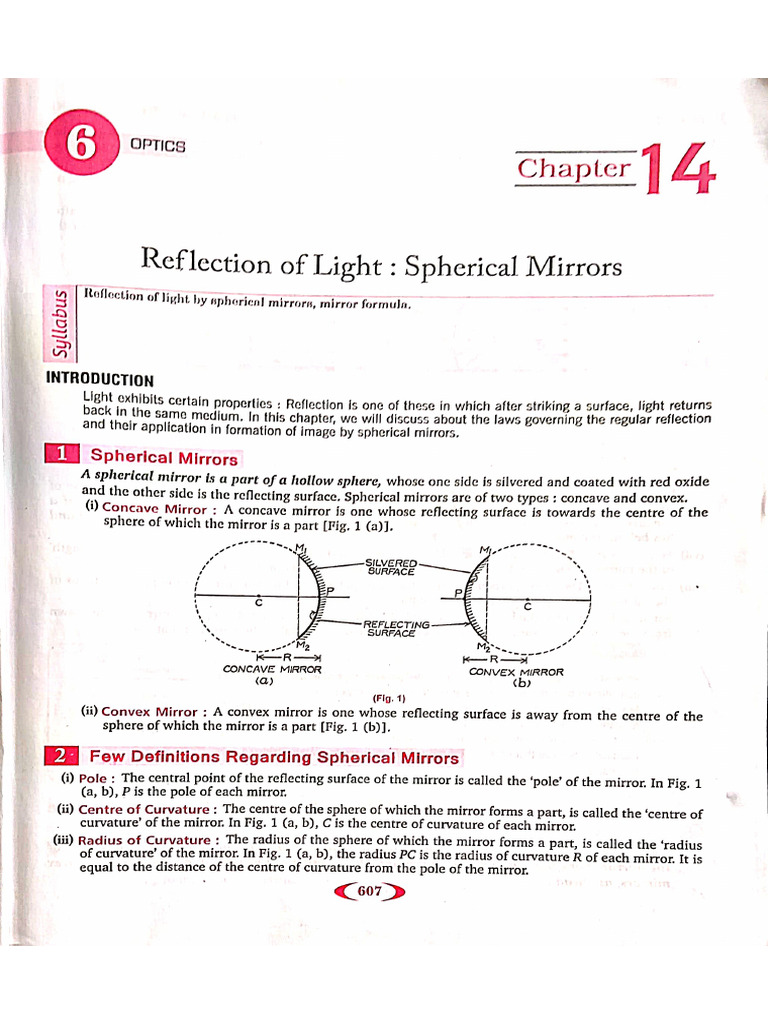 Reflection of Light - Spherical Mirror | PDF