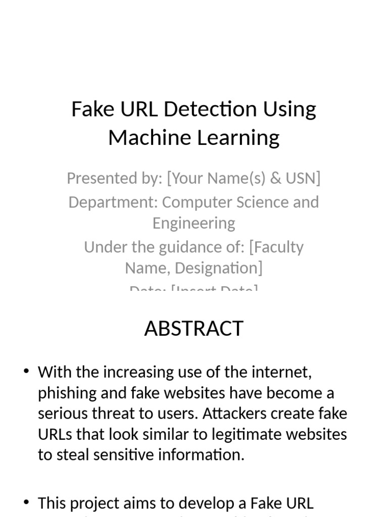 Machine Learning for Fake URL Detection | PDF | Phishing | Machine Learning
