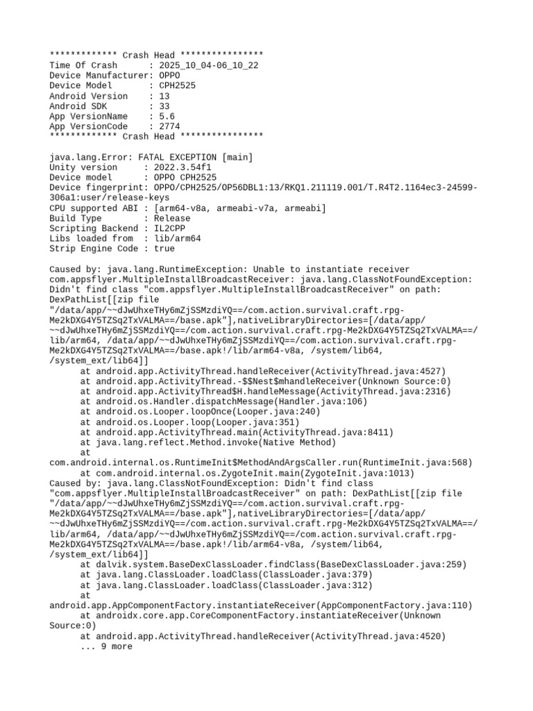 OPPO CPH2525 Crash Report Analysis | PDF | Android (Operating System ...